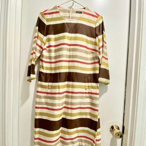 (3) - J. McLaughlin 70s Mod Retro Office Quite Luxury Stripe Cotton Midi Dress 6